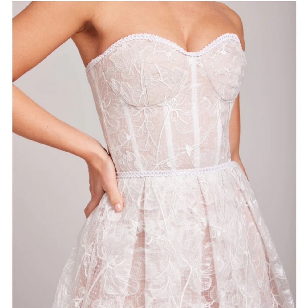 NADINE MERABI White Lace Midi Dress